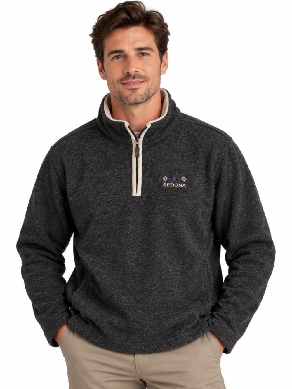 Habitat Men's XL Black Sedona Quarter Zip Fleece Pullover Outdoor Hiking